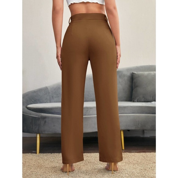 minimalist Solid Straight Leg Pants business casual black - Picture 7 of 13